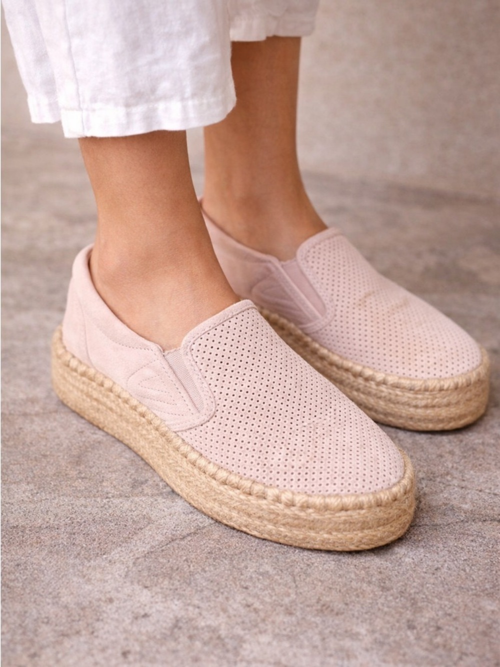 TRETORN EMILIA 3 PLATFORM SUEDE ESPADRILLES BLUSH SIZE 7